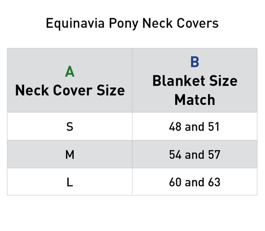Size chart: Neck Covers and Hoods