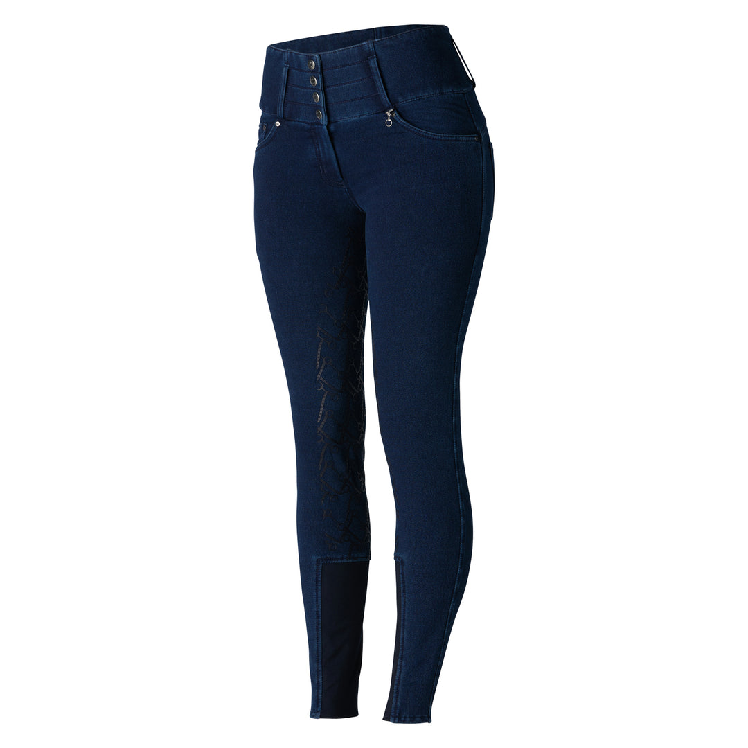 Horze Kacy Womens Denim Look Winter Full Seat Breeches image 