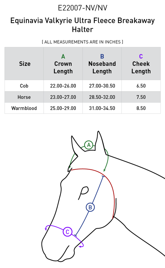 Size chart: Halters