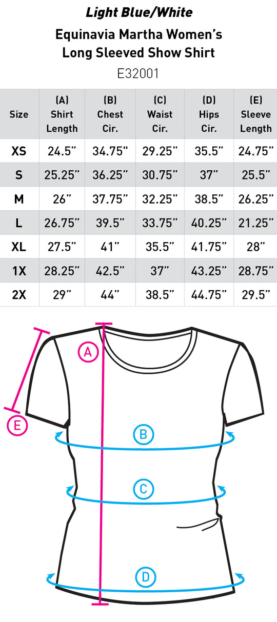 Size chart: English Show Shirts