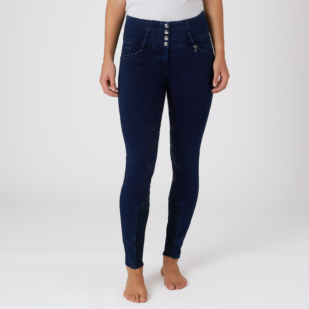 Horze Kacy Womens Denim Look Winter Full Seat Breeches image 