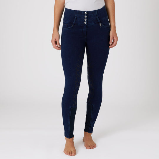 Horze Kacy Womens Denim Look Winter Full Seat Breeches image 