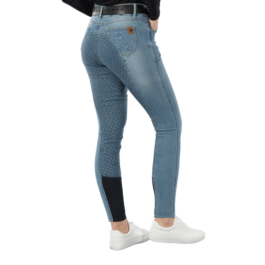 Horze Kaia Womens High Waist Denim Silicone Full Seat Breeches image #1