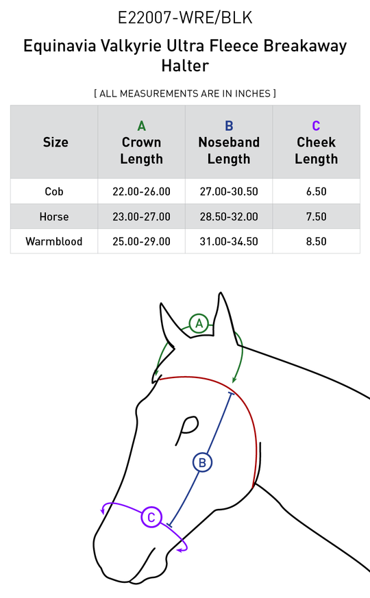 Size chart: Halters