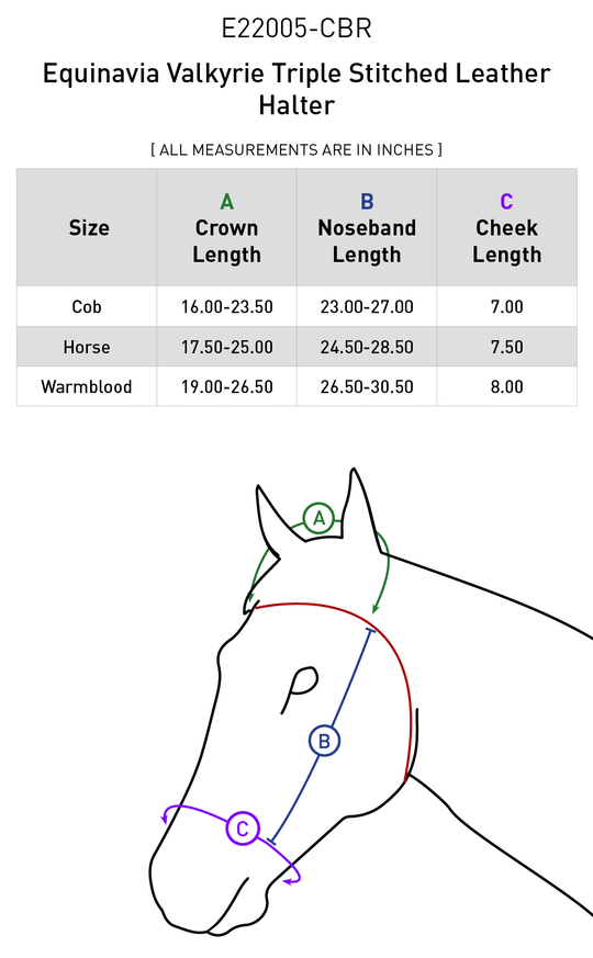 Size chart: Halters