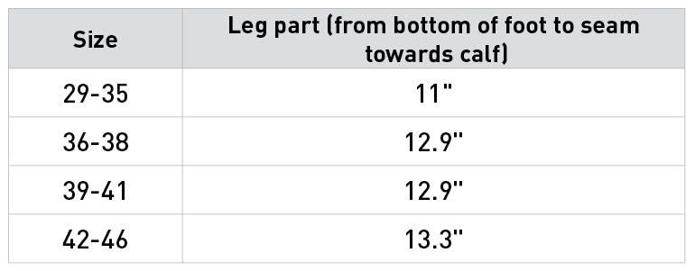 Size chart: Socks