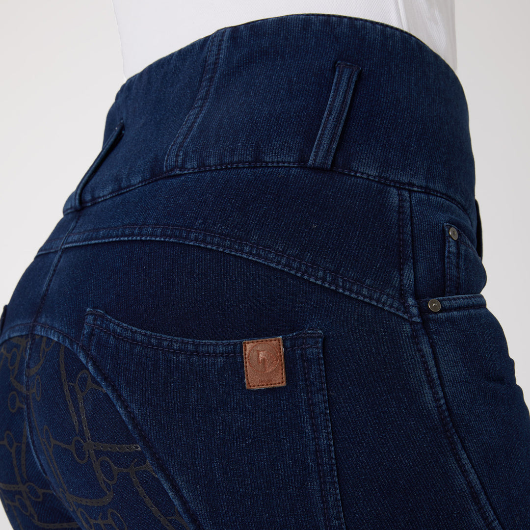 Horze Kacy Womens Denim Look Winter Full Seat Breeches image 