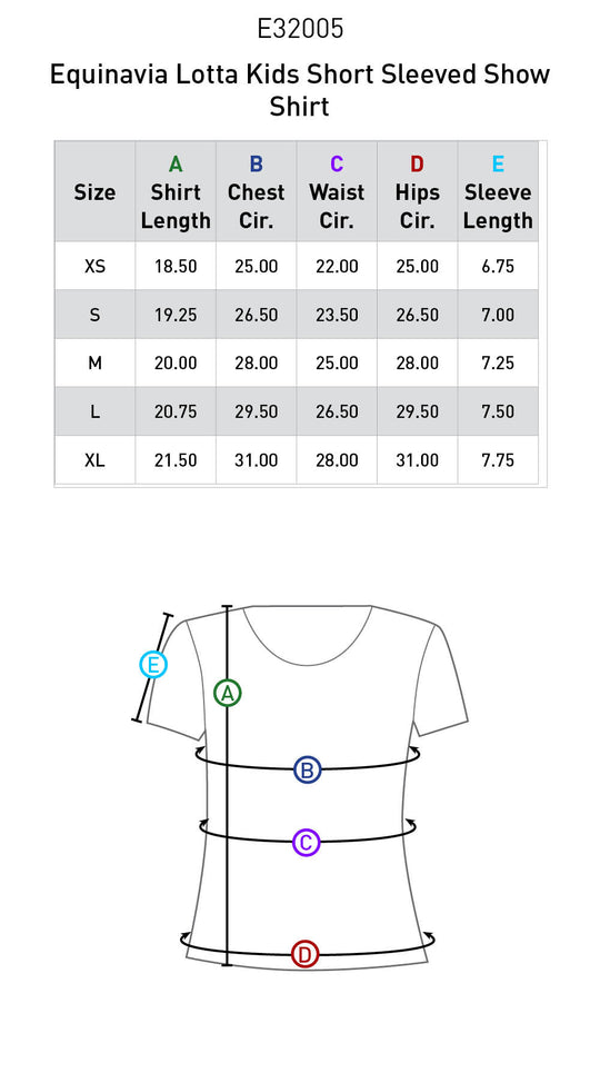 Size chart: English Show Shirts