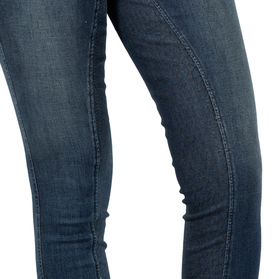 Horze Kaia Womens High Waist Denim Silicone Full Seat Breeches image 