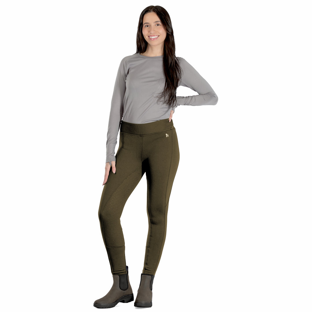 Horze Active Womens Winter Silicone Full Seat Tights w/ Phone Pockets image 