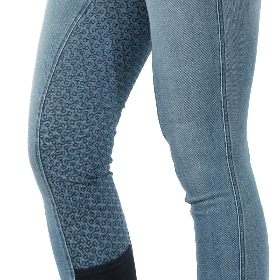 Horze Kaia Womens High Waist Denim Silicone Full Seat Breeches image 