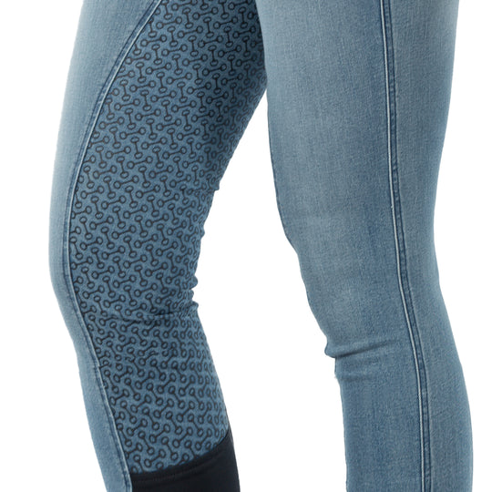 Horze Kaia Womens High Waist Denim Silicone Full Seat Breeches image 