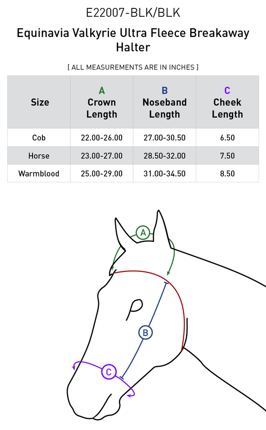Size chart: Halters
