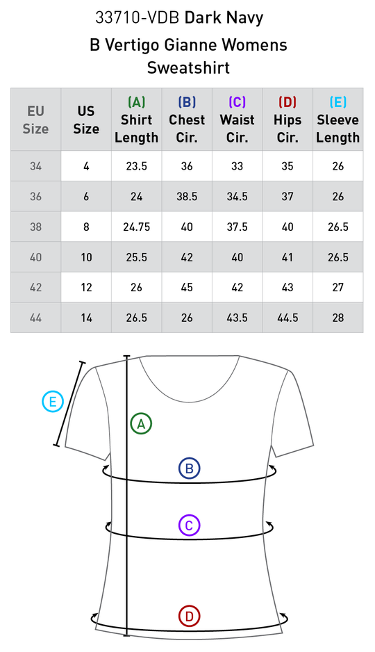 Size chart: Hoodies &amp; Sweatshirts