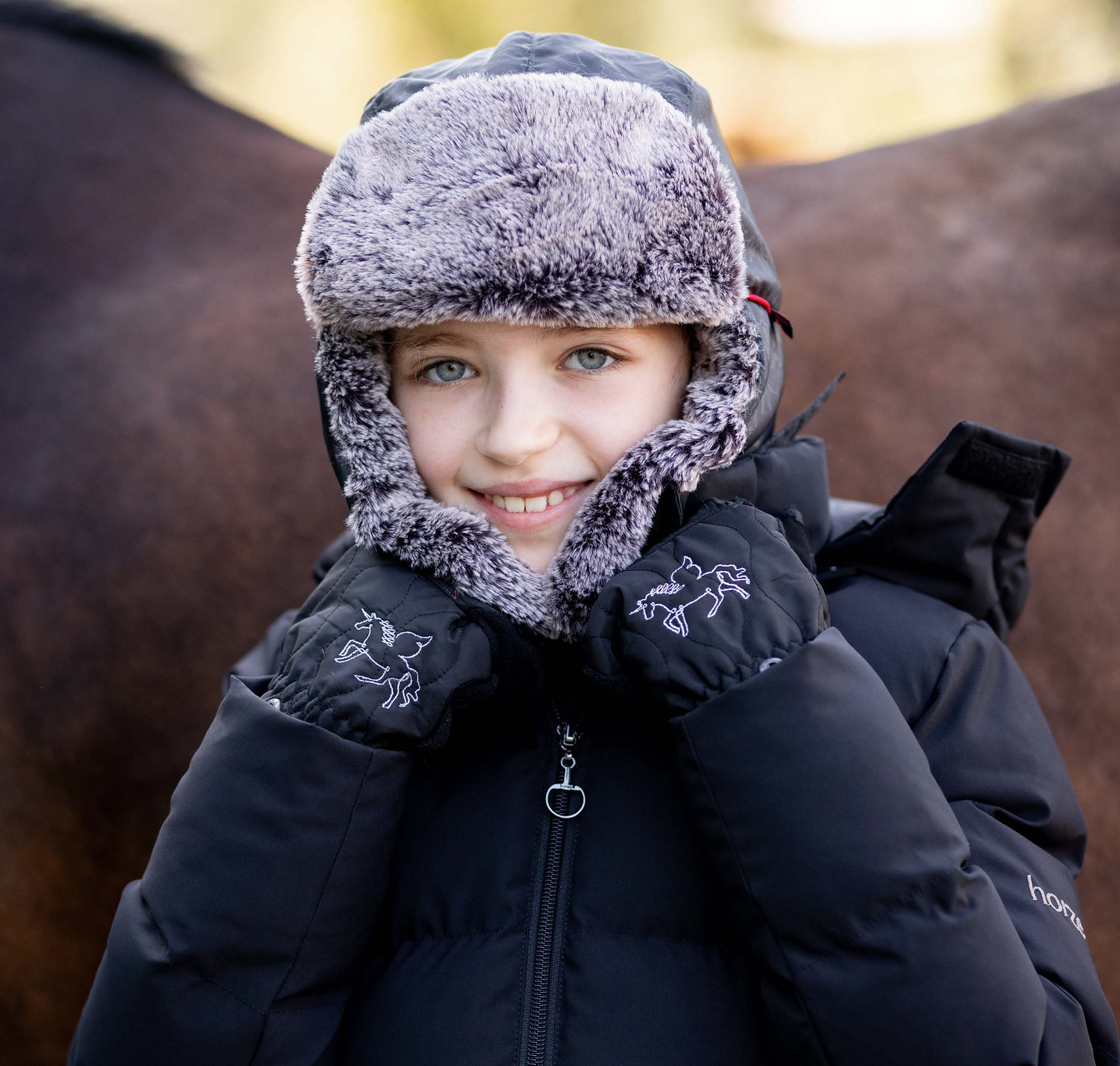 Horze Noa Kids Fleece Lined 3 Finger Winter Gloves image #1