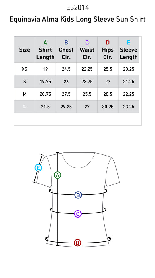 Size chart: Zip Front and Technical Shirts