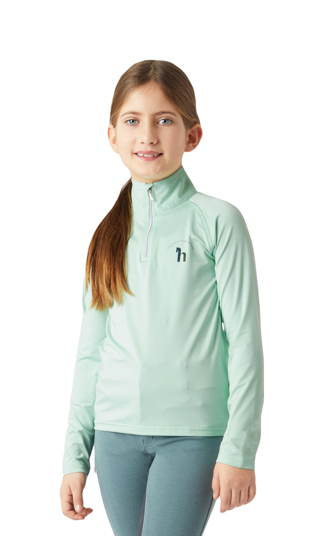 Horze Lola Kids Long Sleeved Half Zip Tec Shirt image 