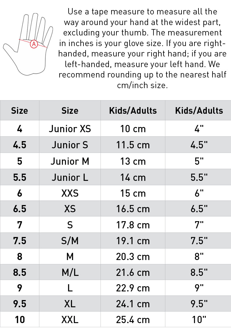 Size chart: Riding Gloves
