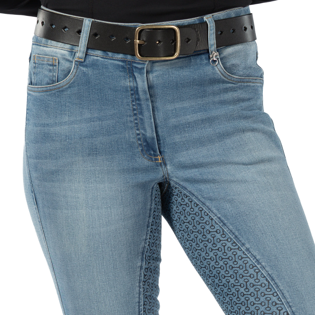 Horze Kaia Womens High Waist Denim Silicone Full Seat Breeches image 