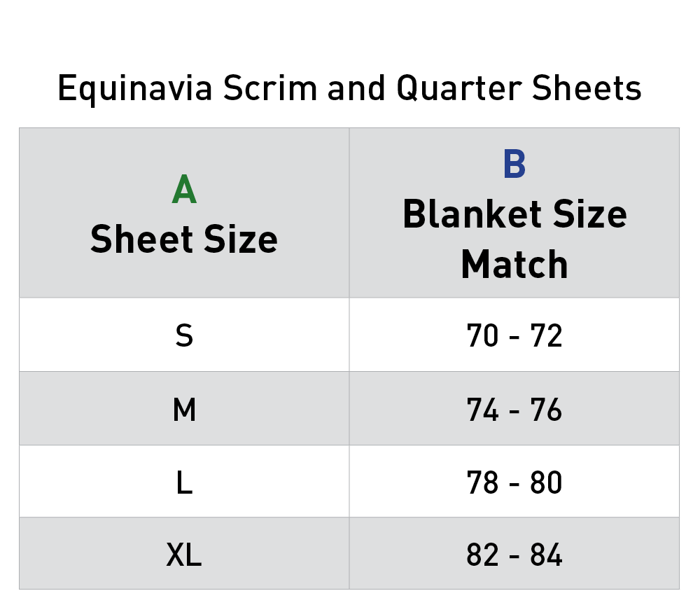 Size chart: Scrim Sheets