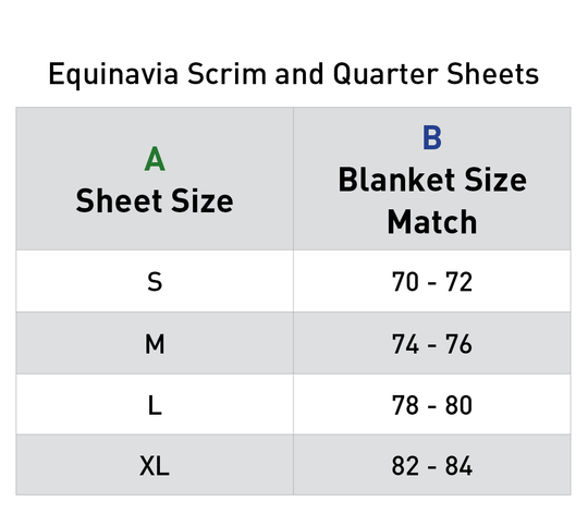 Size chart: Scrim Sheets