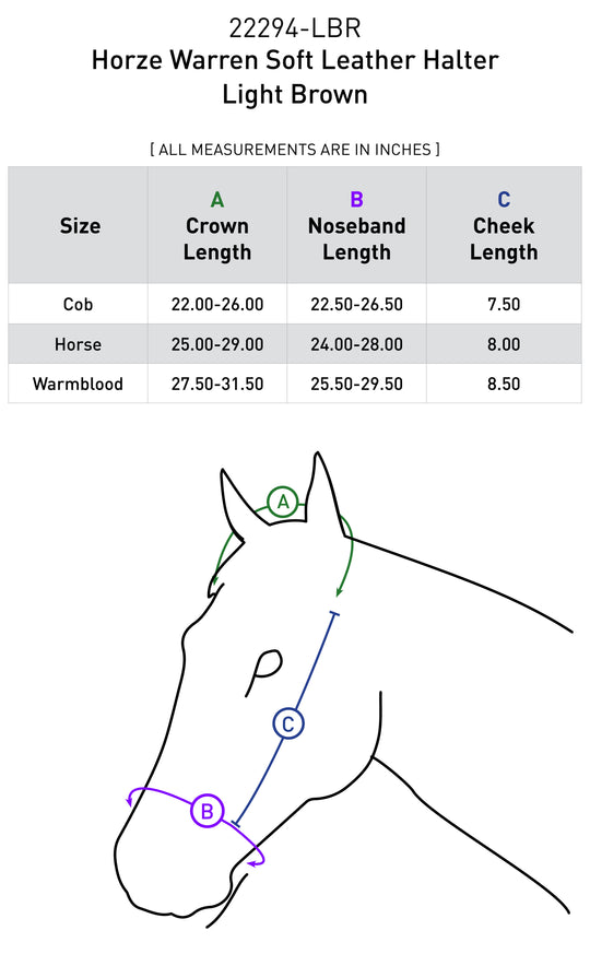 Size chart: Halters