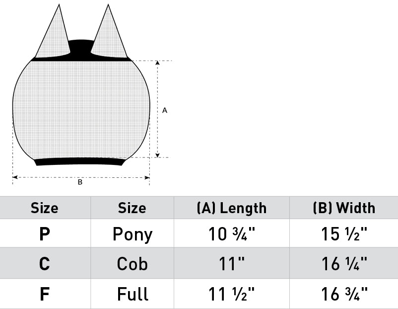 Size chart: Fly Masks