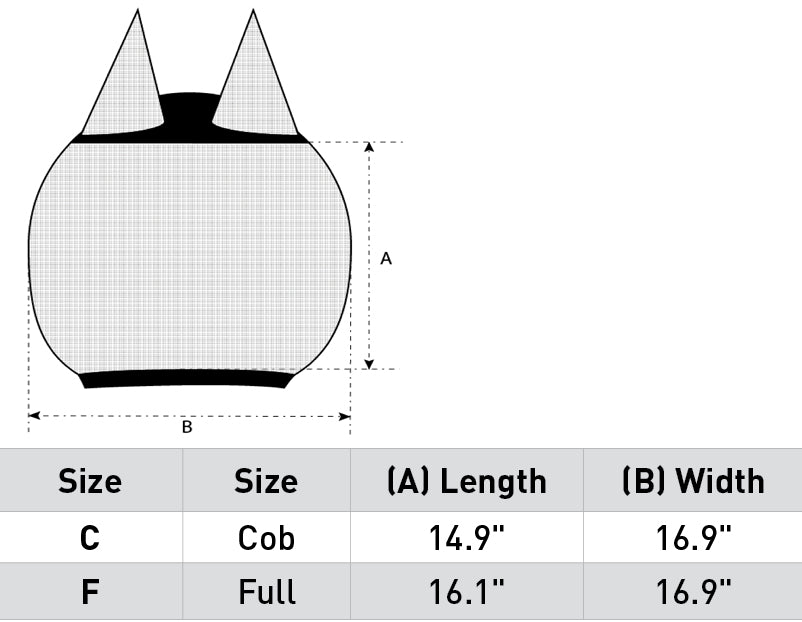 Size chart: Fly Masks