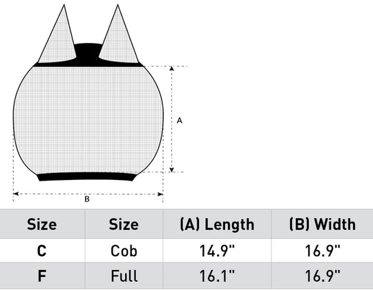Size chart: Fly Masks
