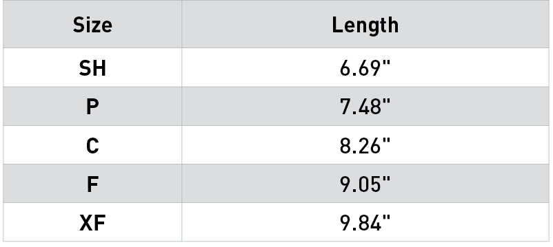 Size chart: Tendon/Galloping Boots