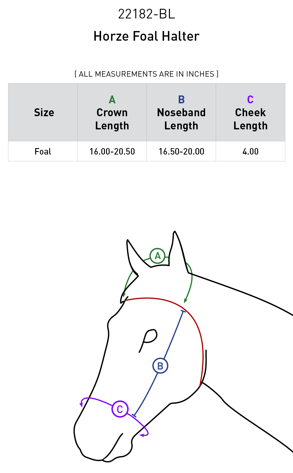 Size chart: Halters