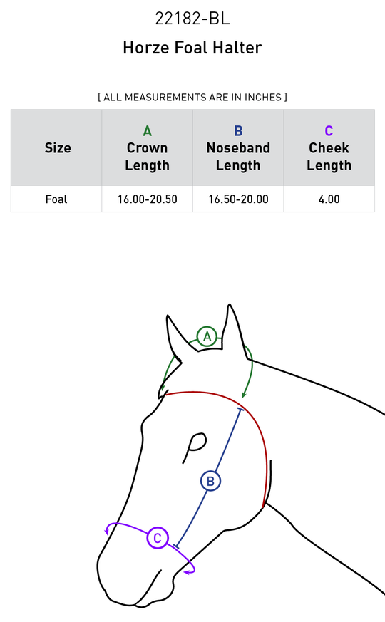 Size chart: Halters