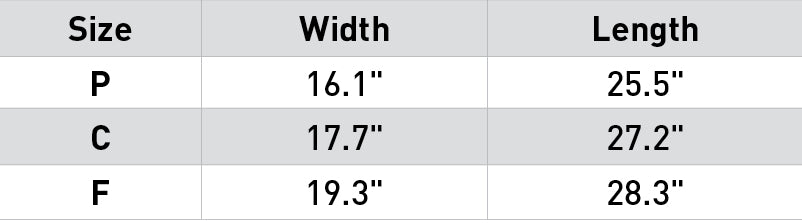 Size chart: Fly Masks