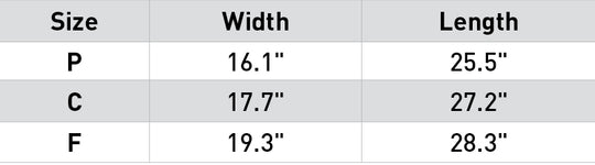 Size chart: Fly Masks
