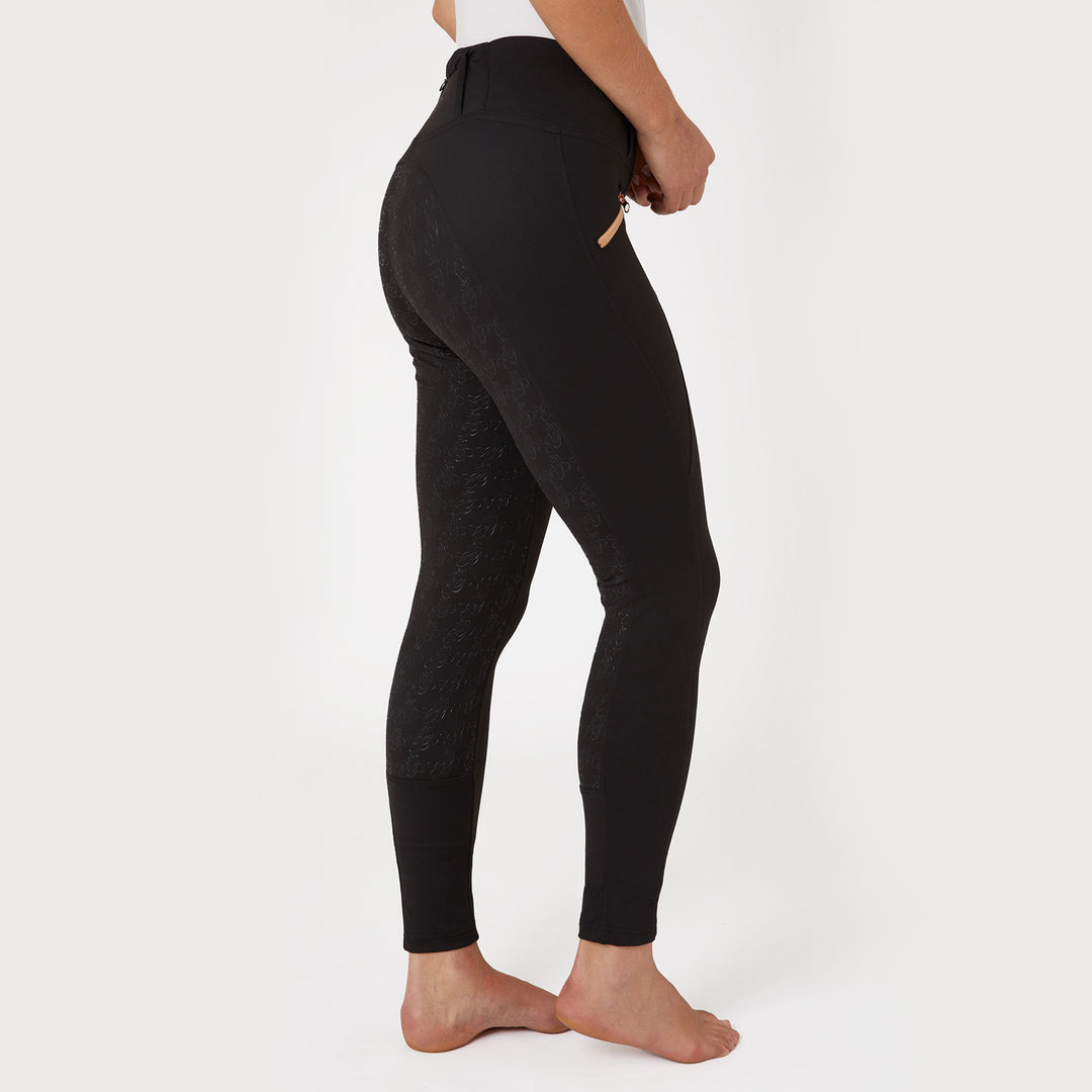 Horze Rosie Womens Full Seat Tights with Rose Gold Zippers image 
