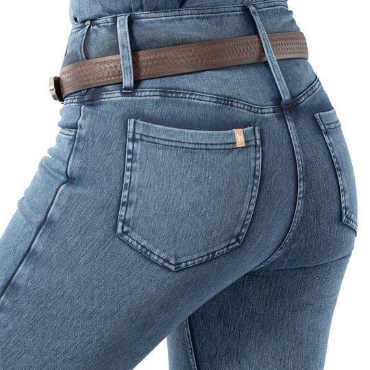 Horze Emery Womens Western Denim-Look Bootcut Tights image 