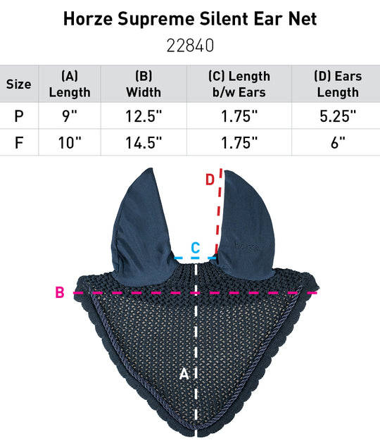 Size chart: Ear Nets