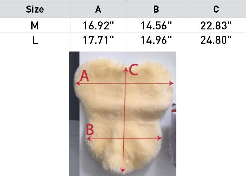 Size chart: Saddle Accessories