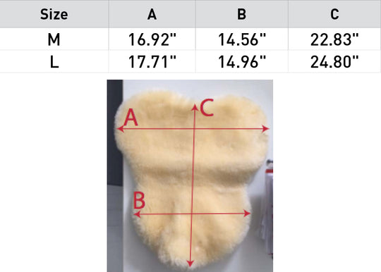 Size chart: Saddle Accessories