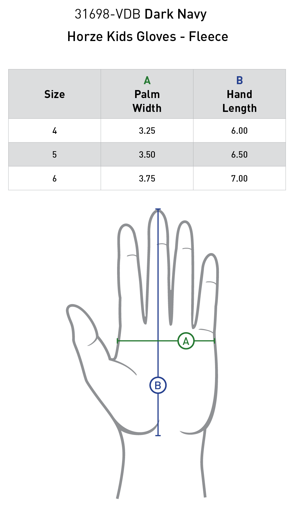 Size chart: Riding Gloves
