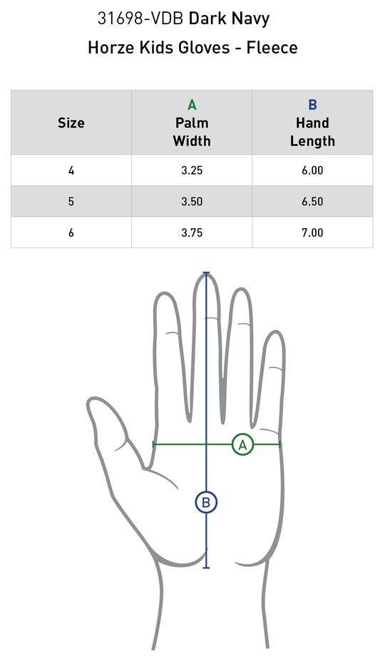Size chart: Riding Gloves