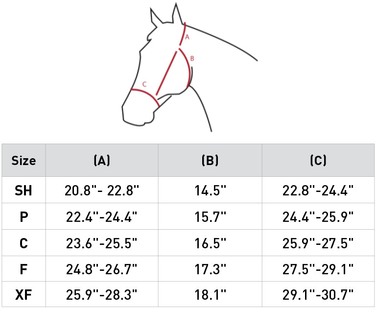Size chart: Halters