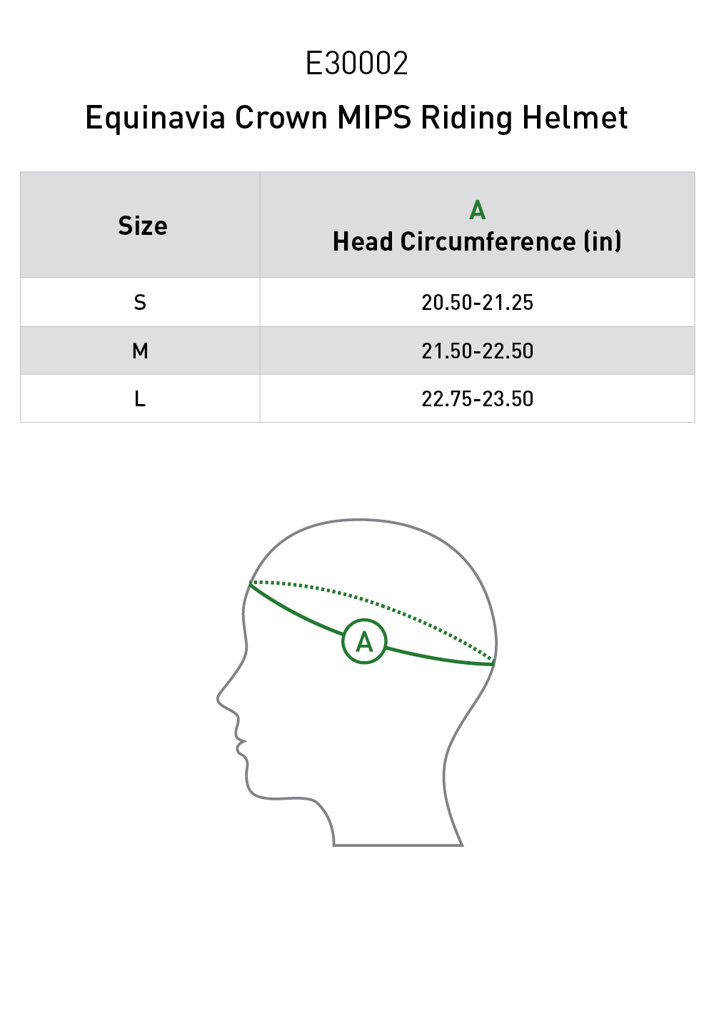 Size chart: Riding Helmets