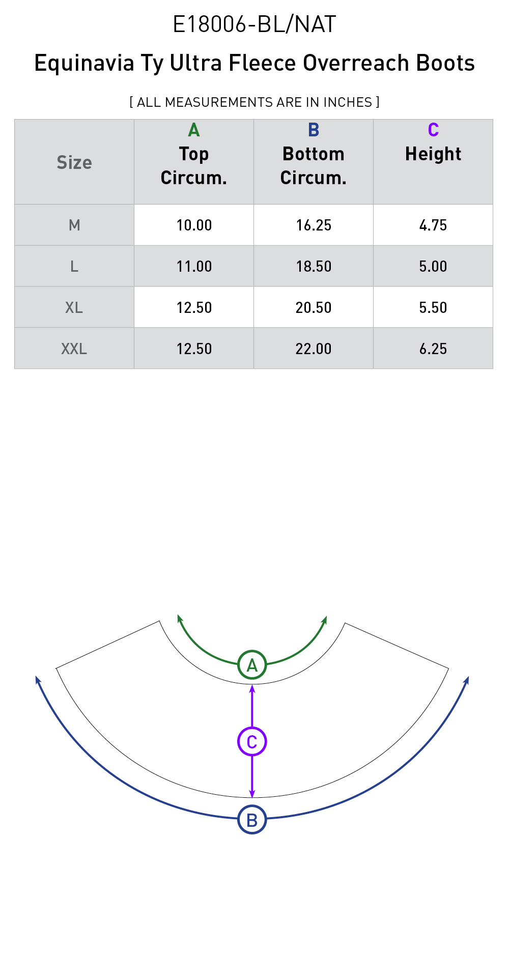 Size chart: Bell Boots