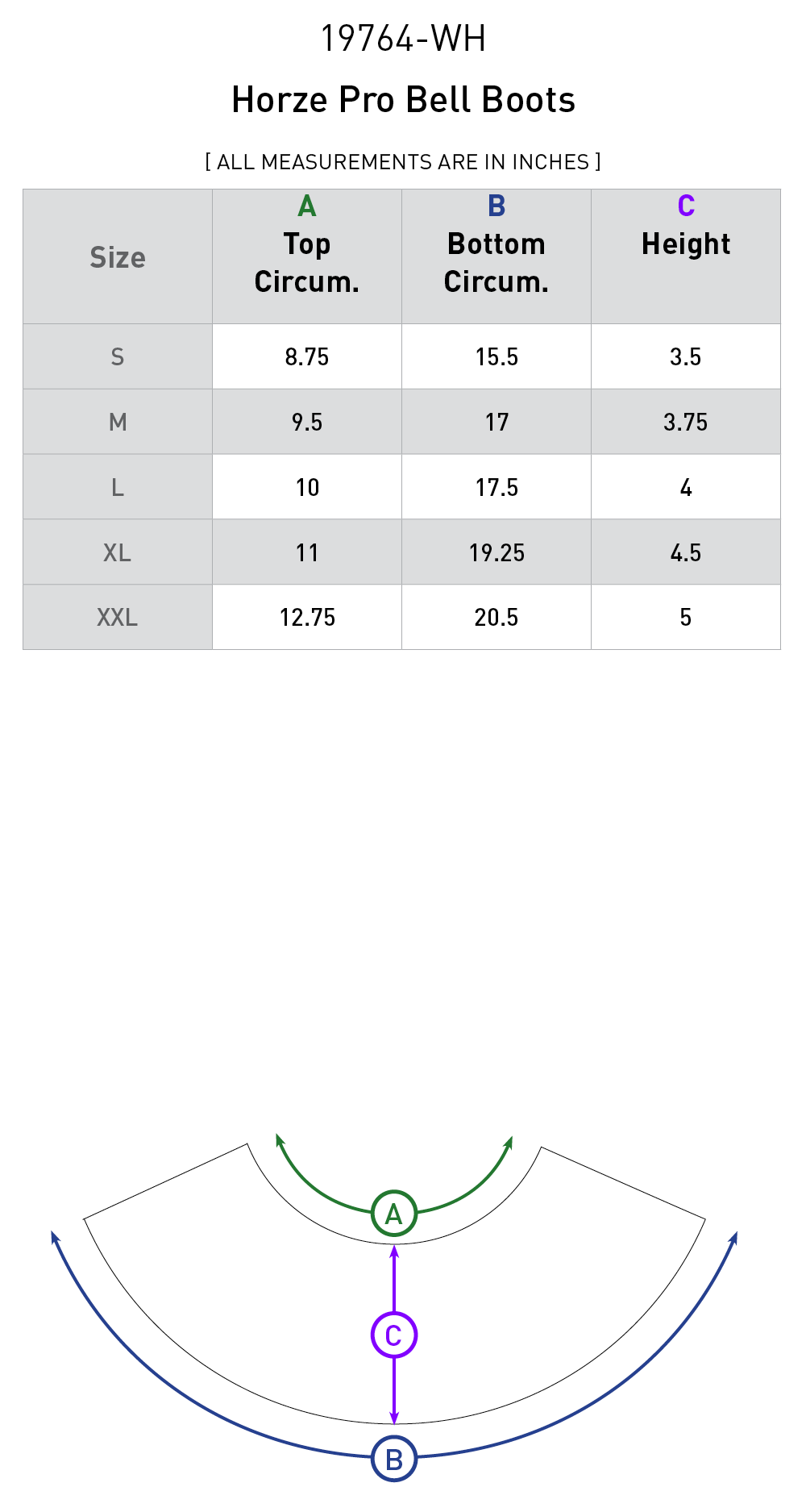 Size chart: Bell Boots