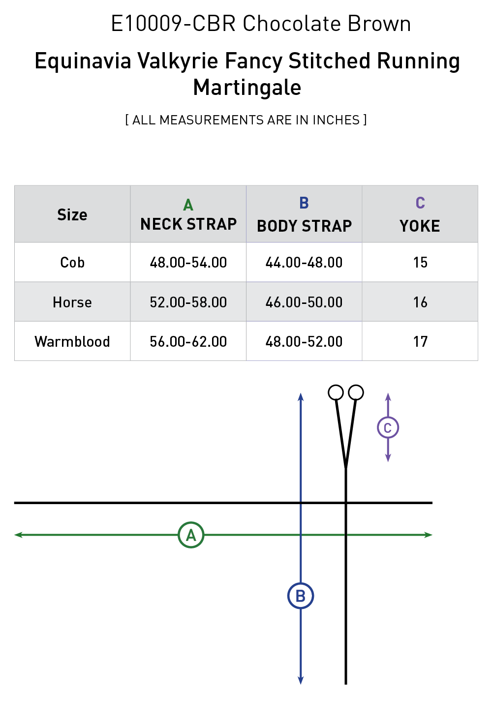 Size chart: Martingales
