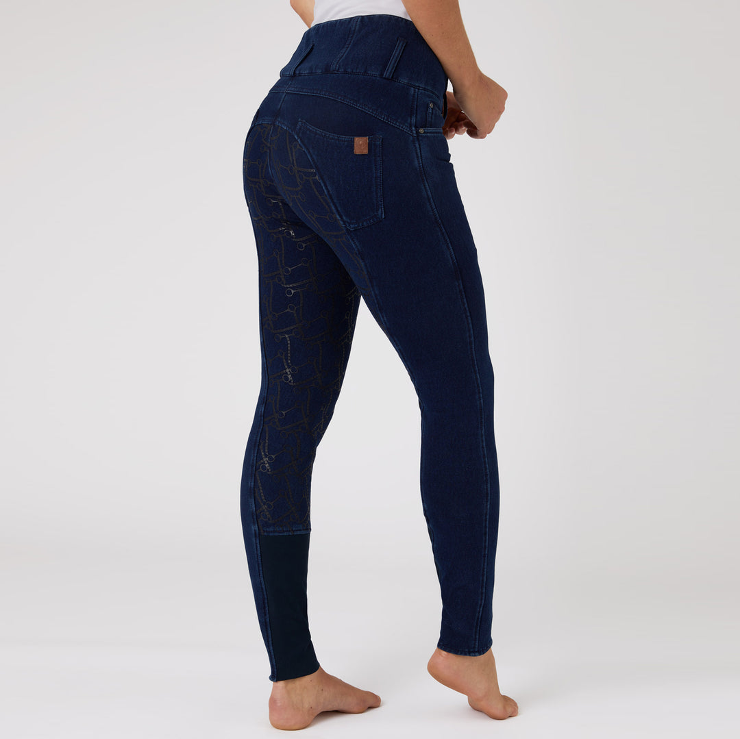 Horze Kacy Womens Denim Look Winter Full Seat Breeches image 